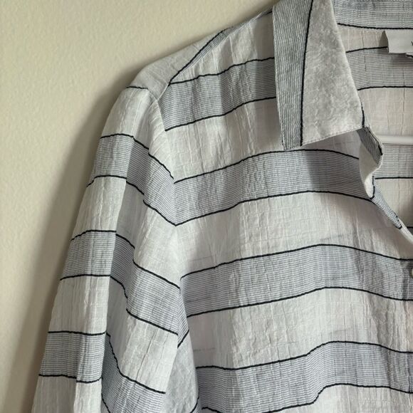 J. JILL Womens Cotton stripped light weight button down size Medium Tall EUC! - Picture 4 of 11